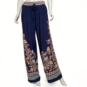 Gypsies & Moondust Ornate Intricate Floral Pants Womens SZ L Midnight Fairy Boho